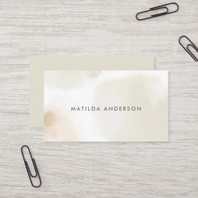 Watercolor minimal abstract natural elegant simple business card (Front/Back In Situ)