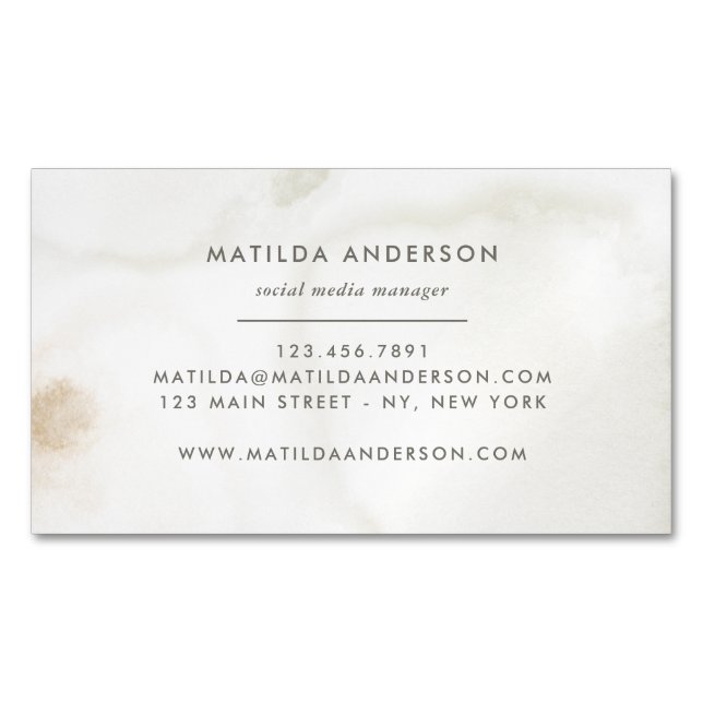 Watercolor minimal abstract natural elegant simple 	Magnetic business card (Front)