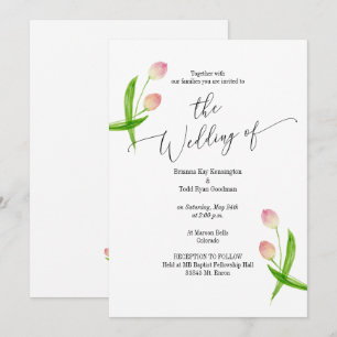 Watercolor Minimal Tulip Wedding Invitation