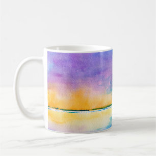 Watercolor minimalist abstract landscape: sea, sky coffee mug