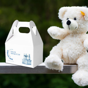 Watercolor minimalist baby shower boy favor box