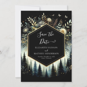 Watercolor Minimalist Enchanted Forest Wedding Save The Date