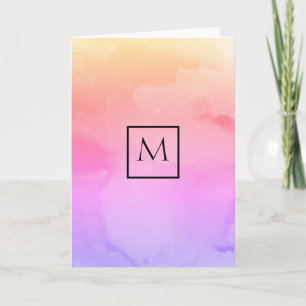Watercolor Minimalist Recangle Monogram Note Card