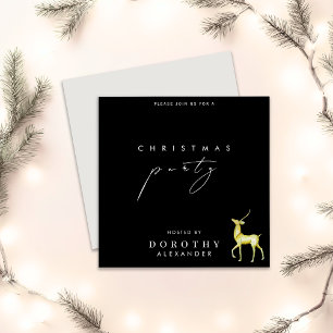 Watercolor Minimalist Reindeer Christmas Party Invitation