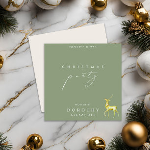 Watercolor Minimalist Reindeer Christmas Party Invitation