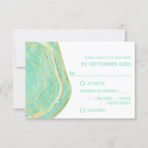Watercolor Mint Agate with Gold Meal Choice RSVP