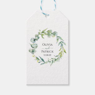 watercolor mint green eucalyptus classic round sti gift tags