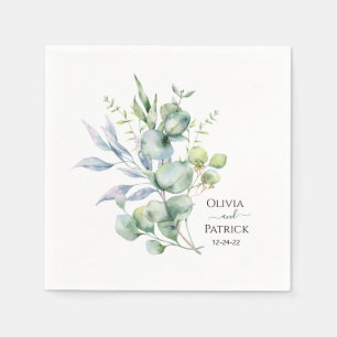 watercolor mint greenery eucalyptus  napkin