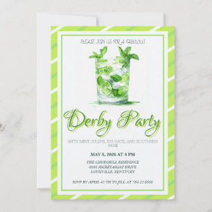 Watercolor Mint Julep Green Kentucky Derby Invitat Invitation