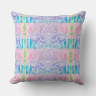 Watercolor Mirror Print Cotton Candy Colours Throw Pillow
