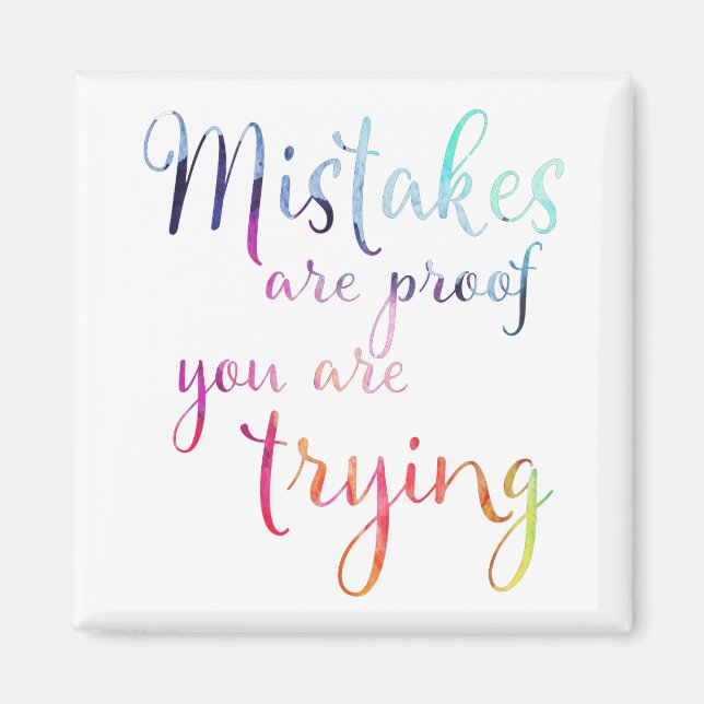 Watercolor Mistakes Quote Classroom Craft Room Magnet (Front)