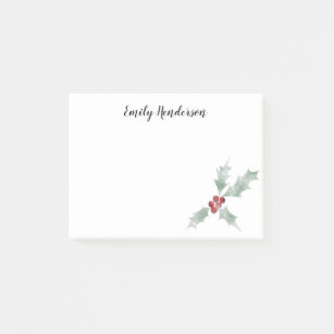 Watercolor Mistletoe Christmas Holiday Post-it Notes