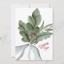 Watercolor Mistletoe Greenery Personalized