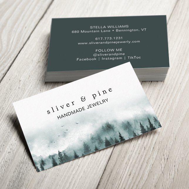 Watercolor Misty Mountain Business Card (Watercolor Misty Mountain Business Card)