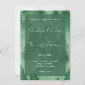 Watercolor Misty Woodland Rustic Modern Invitation