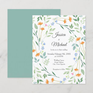 Watercolor Mixed Floral Frame Invitation