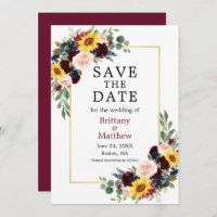 Watercolor Mixed Floral Gold Burgundy Elegant