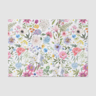 Watercolor Mixed Garden Flowers  Tissue Paper