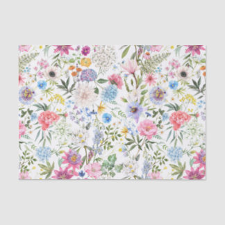 Watercolor Mixed Garden Flowers  Tissue Paper