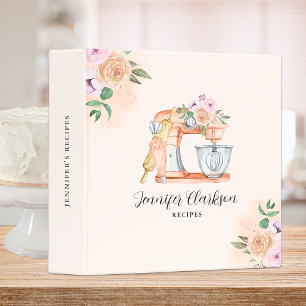 Watercolor Mixer Cake Recipe Book Binder