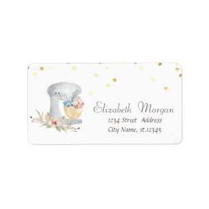 Watercolor Mixer Flowers Gold Confetti White Label