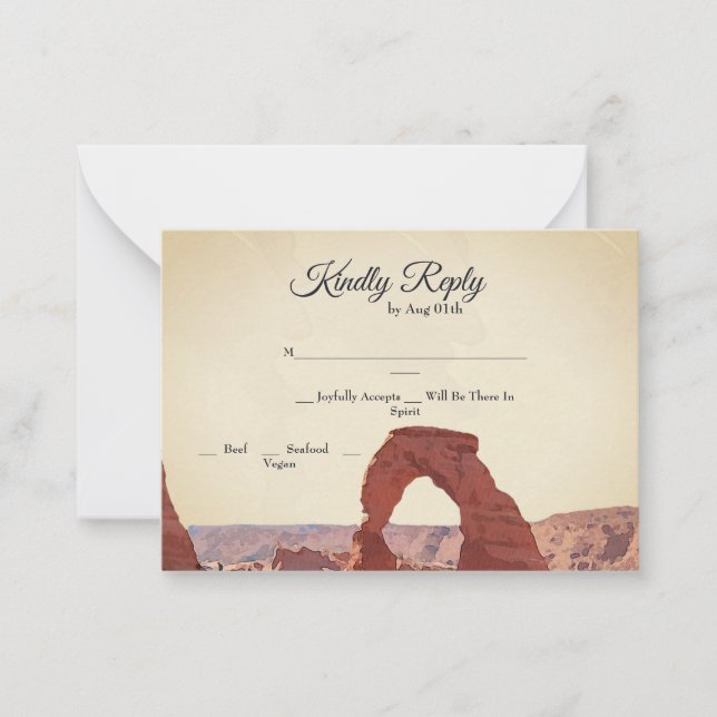 Watercolor Moab Arches Park Utah RSVP Card (Front)