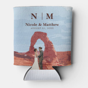 Watercolor Moab Arches Park Utah Wedding Can Cooler