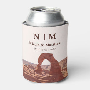 Watercolor Moab Arches Park Utah Wedding Can Cooler