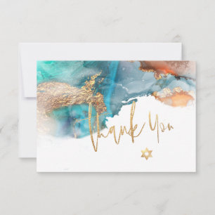 Watercolor Modern Abstract Mitzvah THANK YOU   Card
