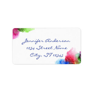Watercolor Modern Blue Green Red Personalized Label