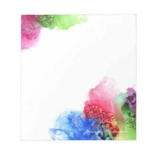 Watercolor Modern Blue Green Red Personalized Notepad