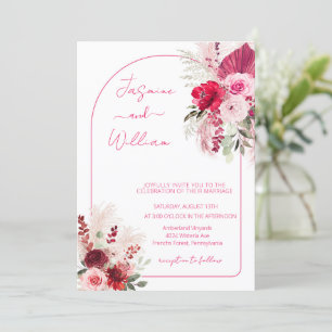 Watercolor Modern Boho Elegant Floral Wedding Invitation