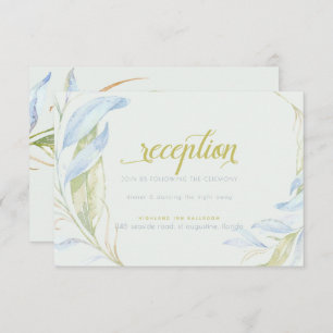 Watercolor Modern Boho Leafy Branches Reception Invitation