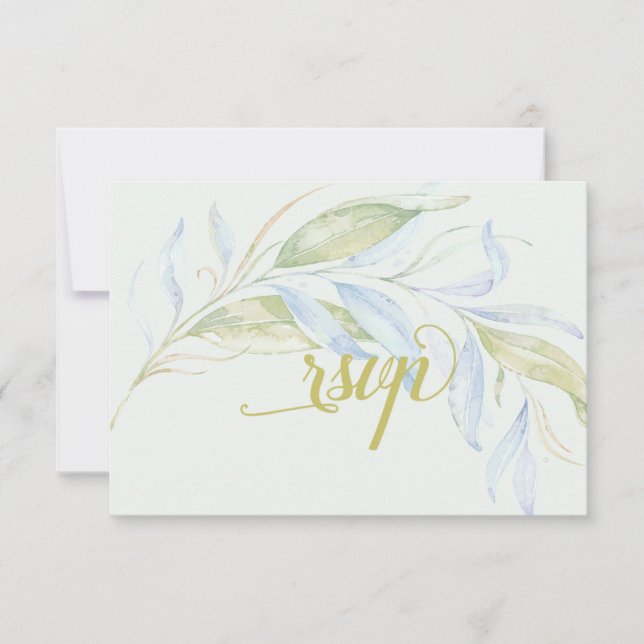 Watercolor Modern Boho Leafy Branches RSVP (Front)
