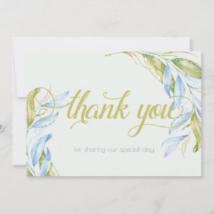 Watercolor Modern Boho Leafy Branches Thank You Card