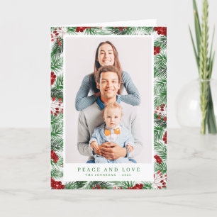 Watercolor Modern Christmas Foliage Botanicals Holiday Card