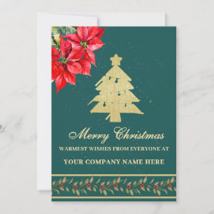 WATERCOLOR MODERN ELEGANT POINSETTIA TREE HOLIDAY CARD