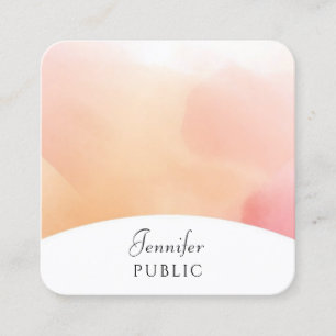 Watercolor Modern Elegant Script Trendy Template Square Business Card