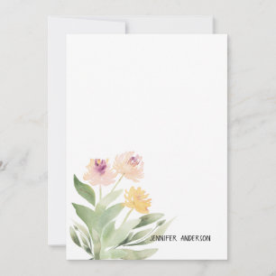 Watercolor Modern Floral Greenery Personalized Card