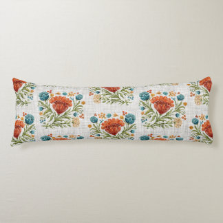 Watercolor Modern Flower Motif Earthy Whimsical Body Pillow