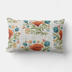 Watercolor Modern Flower Motif Earthy Whimsical   Lumbar Pillow