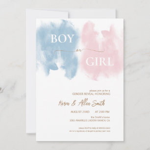 Watercolor Modern Gender Reveal Invitation