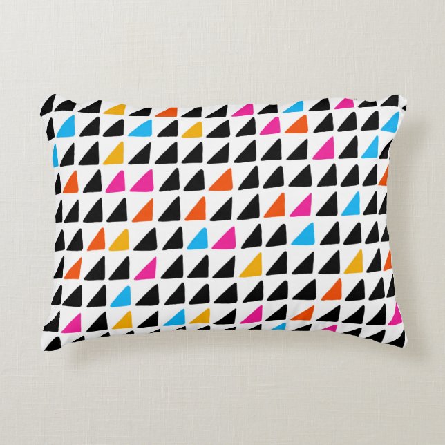 Watercolor modern pattern with blue triangles. Sea Accent Pillow (Front)