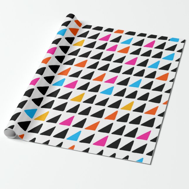 Watercolor modern pattern with blue triangles. Sea Wrapping Paper (Unrolled)