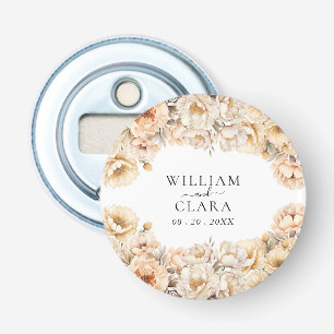 Watercolor Modern Peony Pastel Floral Wedding Bottle Opener