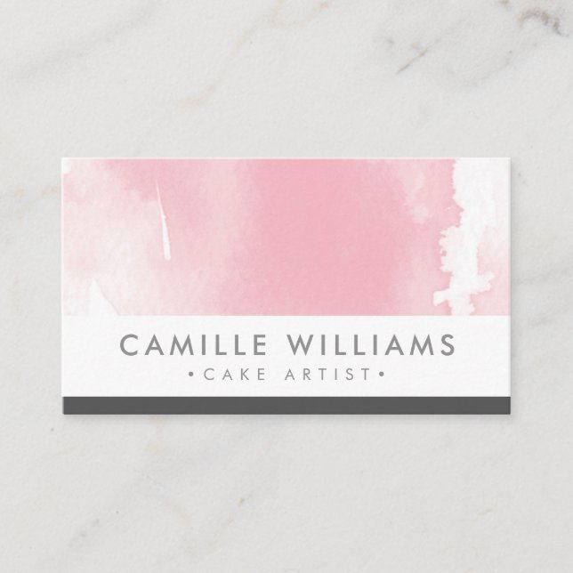 WATERCOLOR modern pretty delicate blush pink grey Business Card (Front)