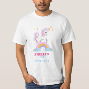 Watercolor Modern Rainbow Unicorn Birthday family T-Shirt