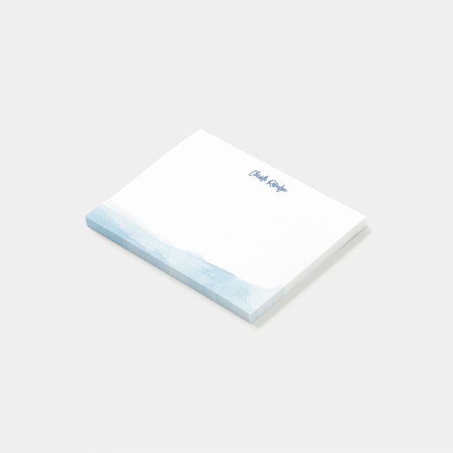 Watercolor Modern Script Personalized Post-it Notes (Angled)
