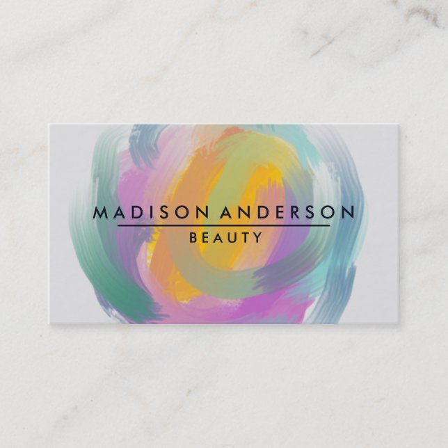 Watercolor Modern Simple & Classic Beauty Business Card (Front)