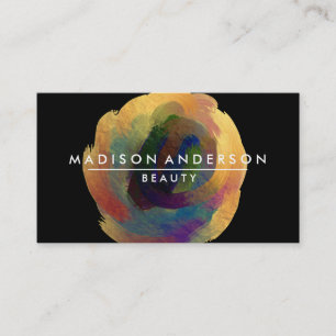 Watercolor Modern Simple Classic Black Gold Beauty Business Card